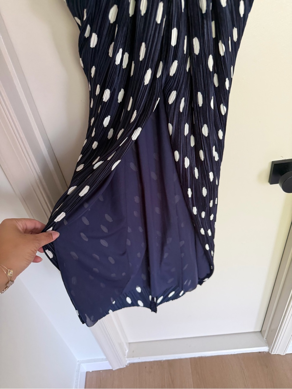Cult Gaia Aira Navy Polka Dot Twist-Front Cutout Midi Dress Size 0 - Picture 7 of 13